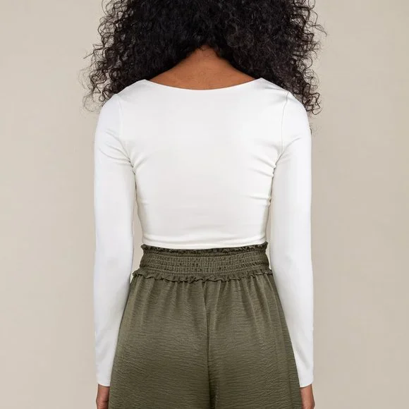 Brooklyn Square Neck Corset Crop Top - Ivory - Picture 5 of 5